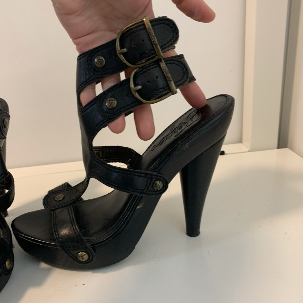 Fergie platform leather heels